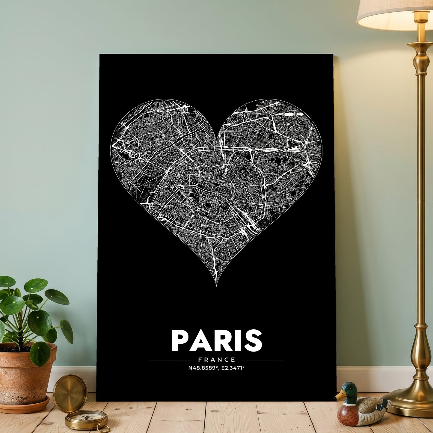Paris Heart Map Poster