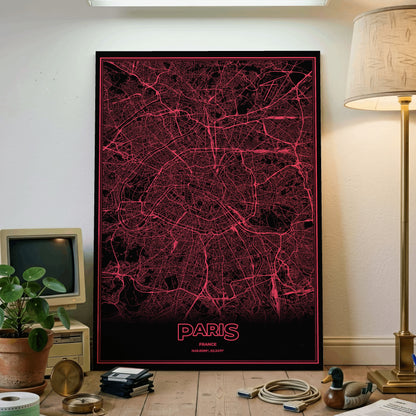 Paris Phosphor Map Poster - System Alert