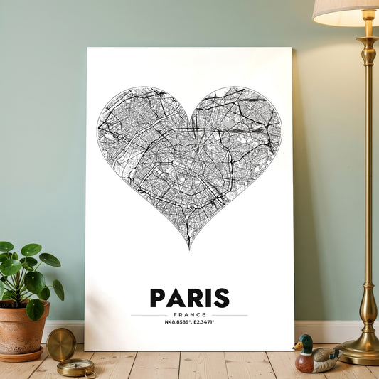 Paris Heart Map Poster