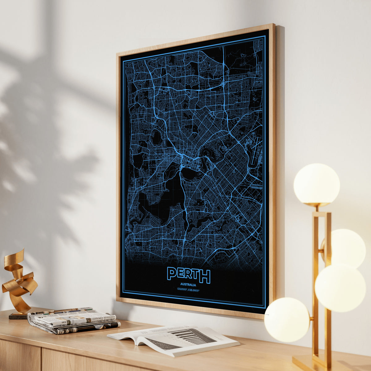 Perth Phosphor Map Poster - IBM Blue