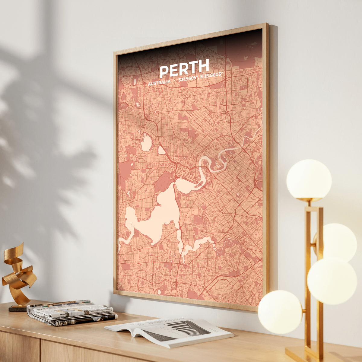 Perth Blush Map Poster