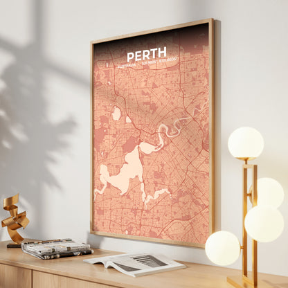 Perth Blush Map Poster