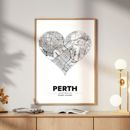 Perth Heart Map Poster
