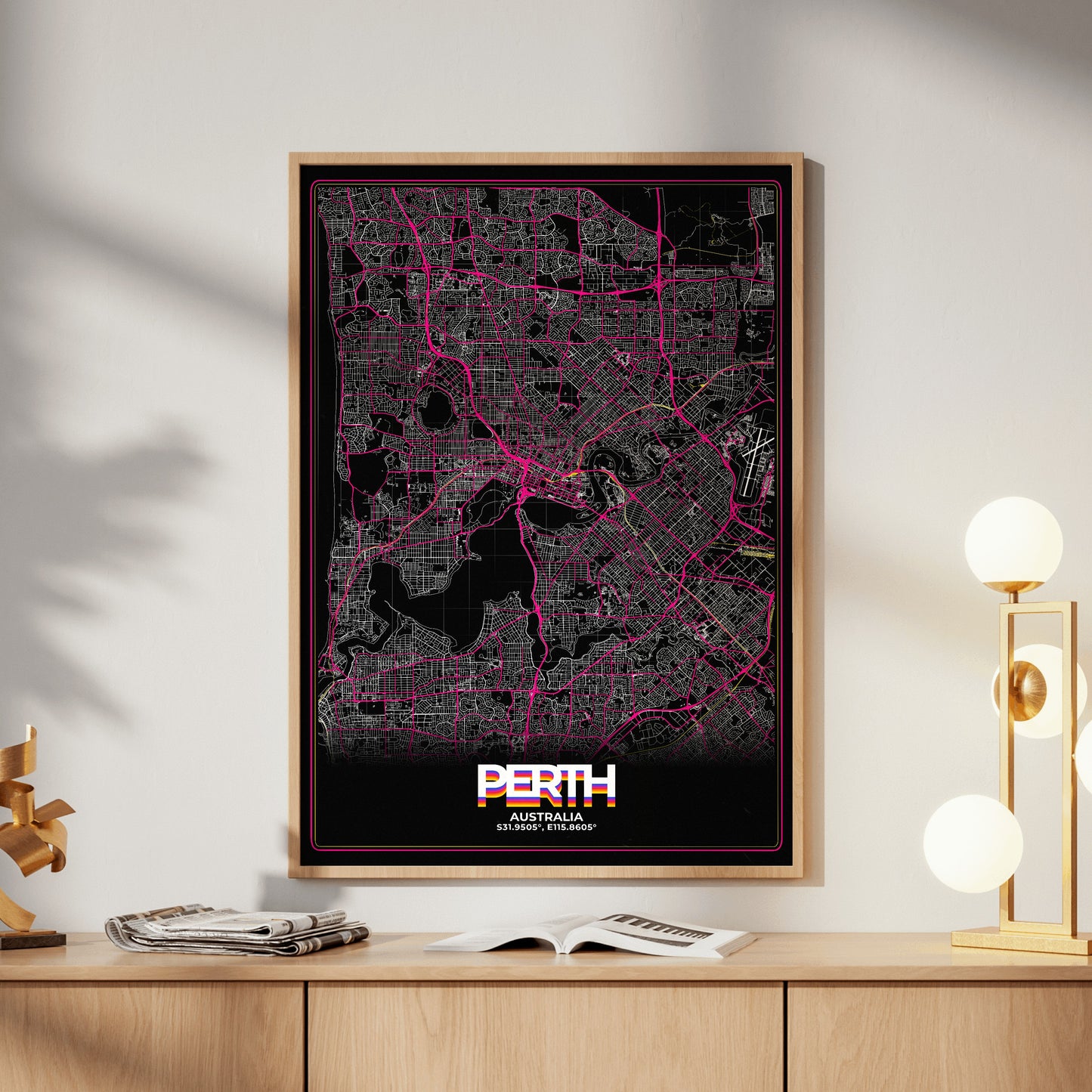 Perth Retro Map Poster