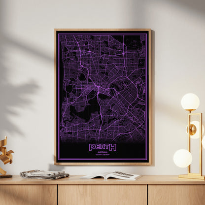 Perth Phosphor Map Poster - EGA Violet