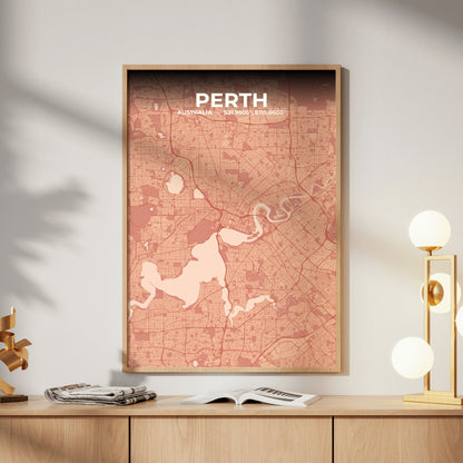 Perth Blush Map Poster