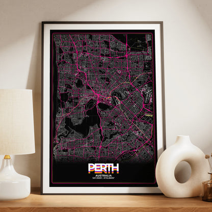 Perth Retro Map Poster