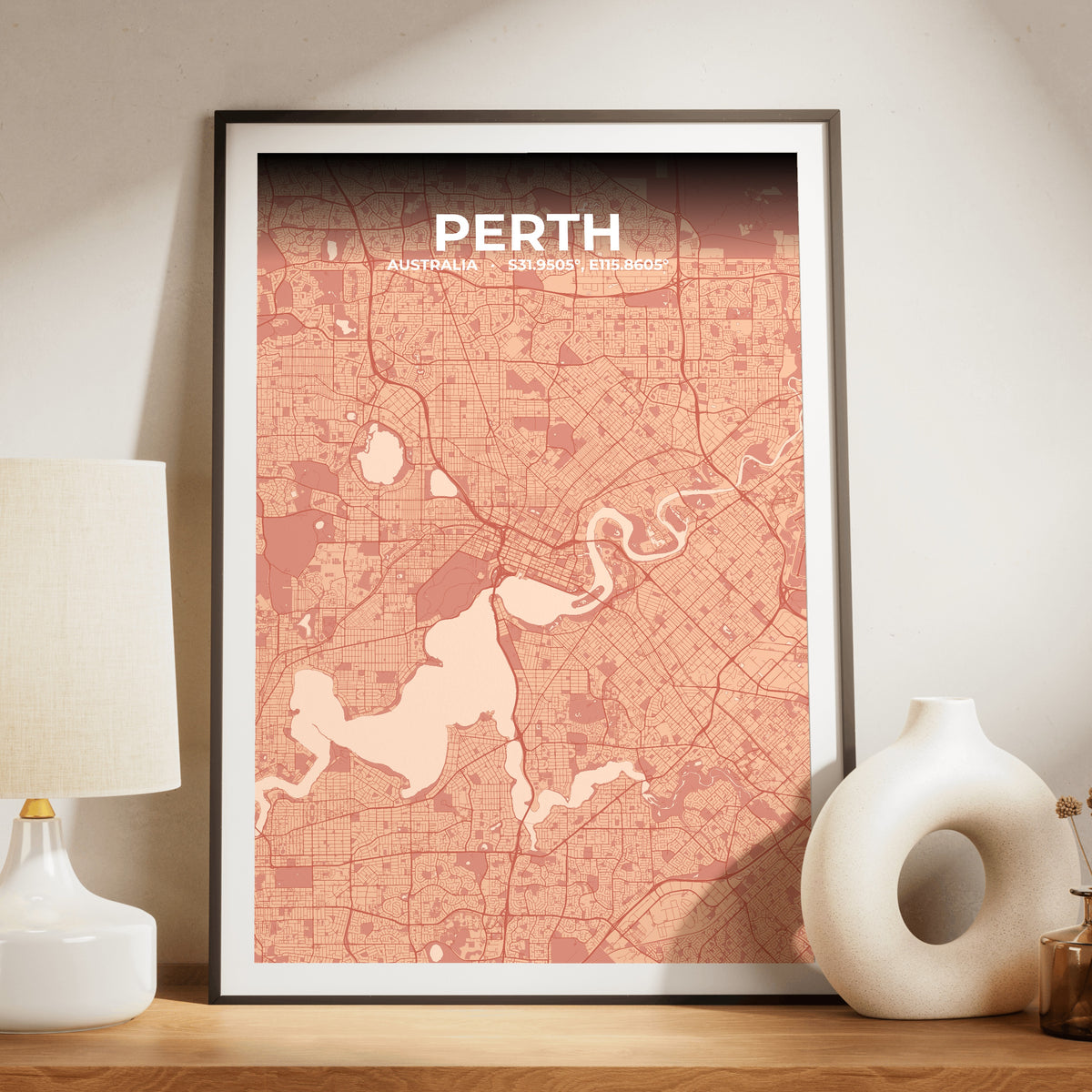 Perth Blush Map Poster