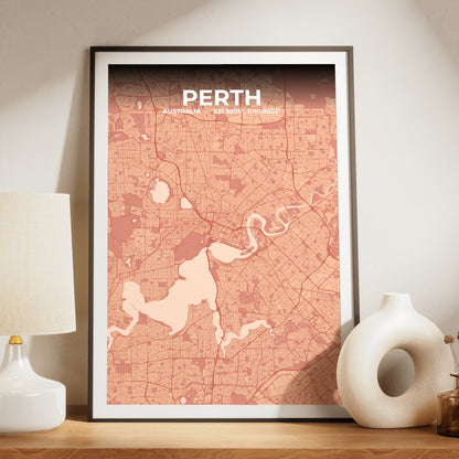 Perth Blush Map Poster