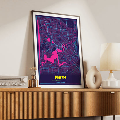 Perth Cyberpunk Map Poster