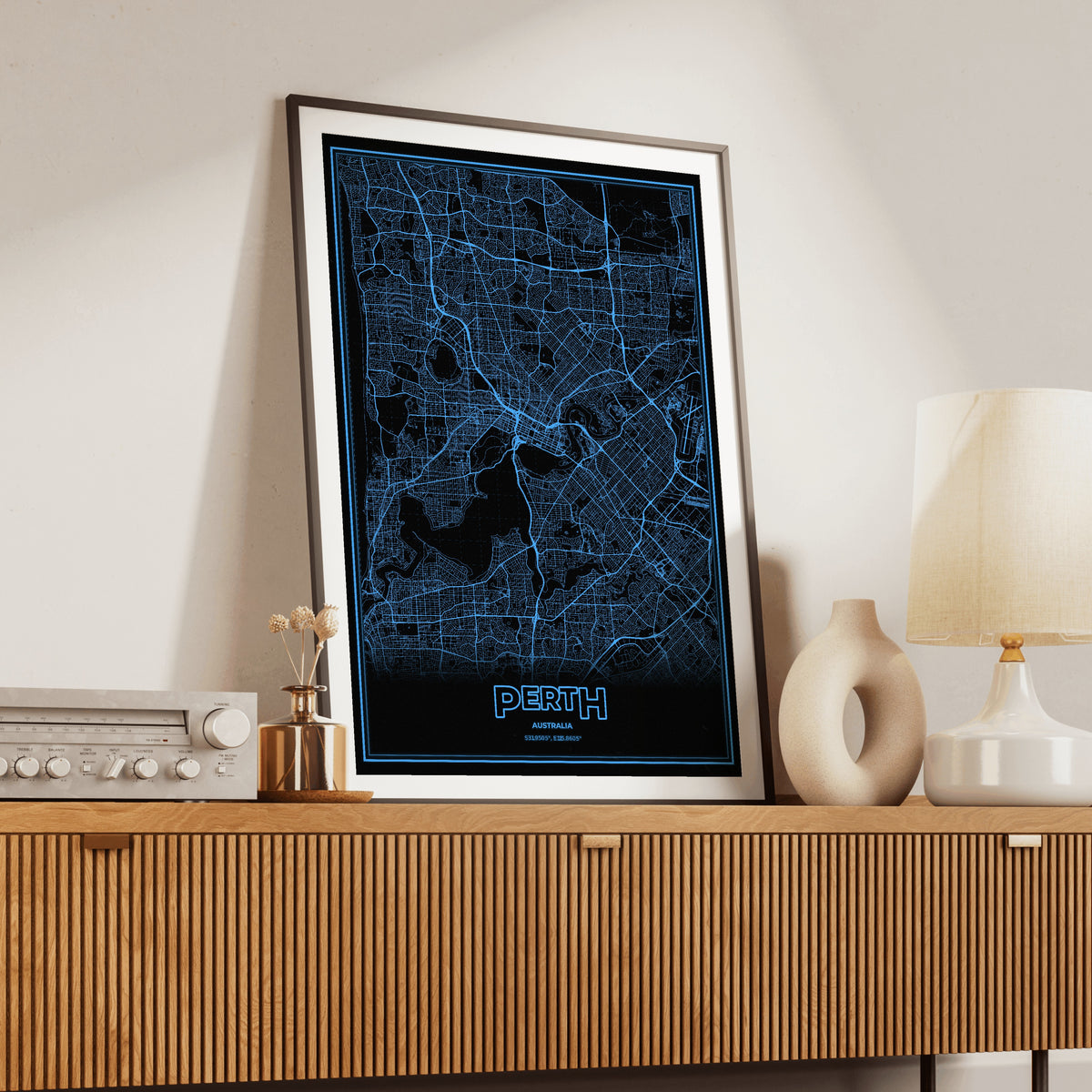 Perth Phosphor Map Poster - IBM Blue
