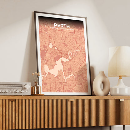 Perth Blush Map Poster