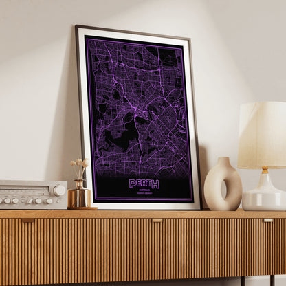 Perth Phosphor Map Poster - EGA Violet