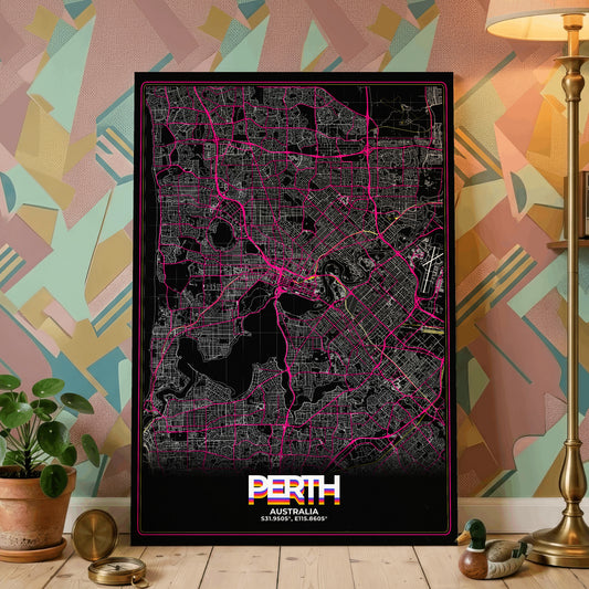 Perth Retro Map Poster