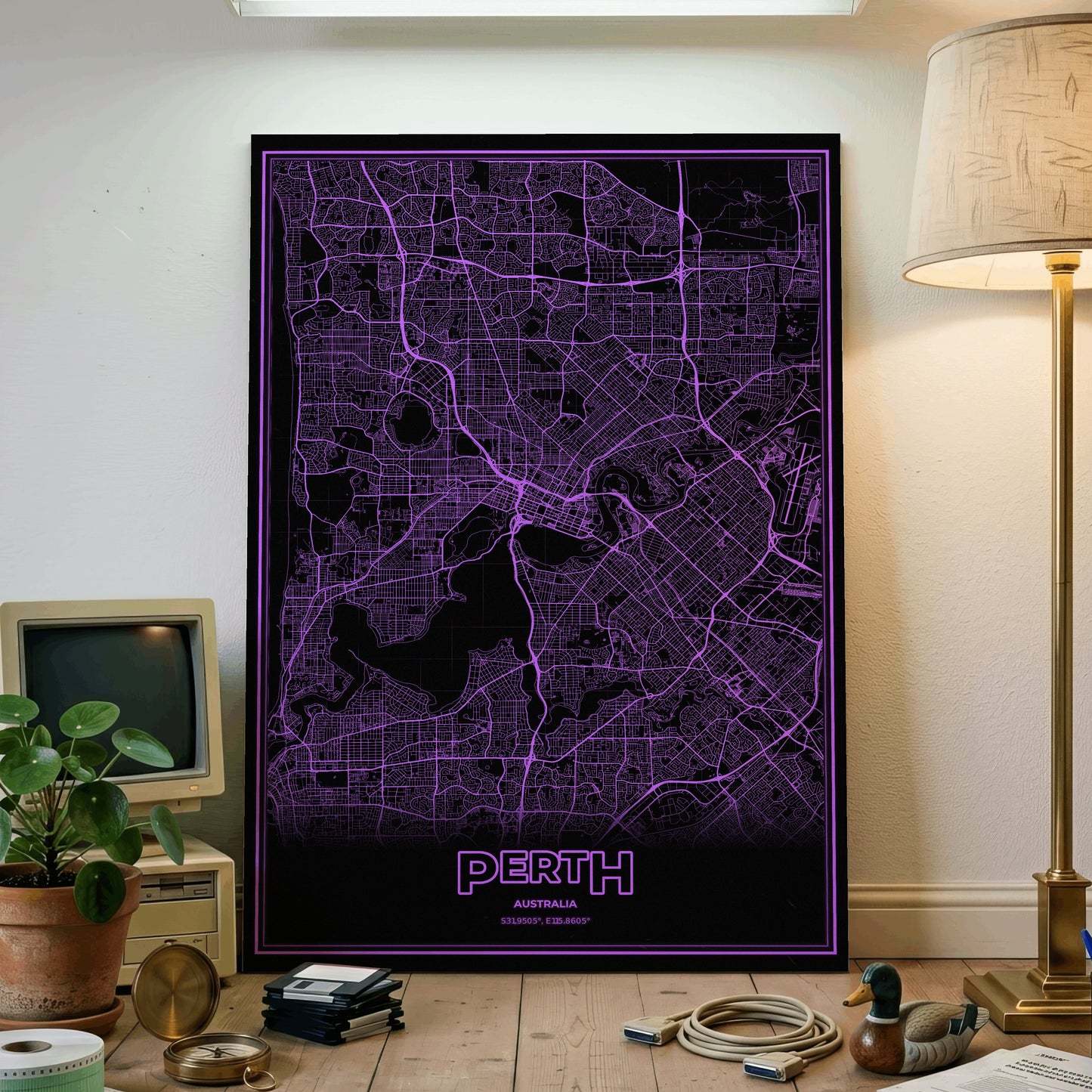 Perth Phosphor Map Poster - EGA Violet