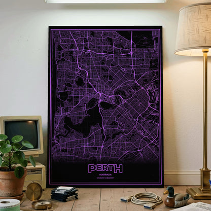 Perth Phosphor Map Poster - EGA Violet