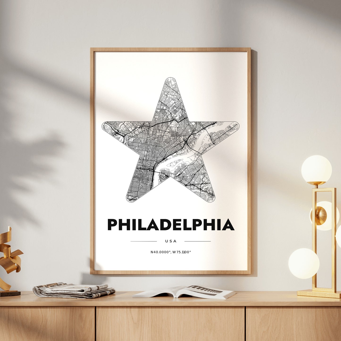 Philadelphia Star Map Poster
