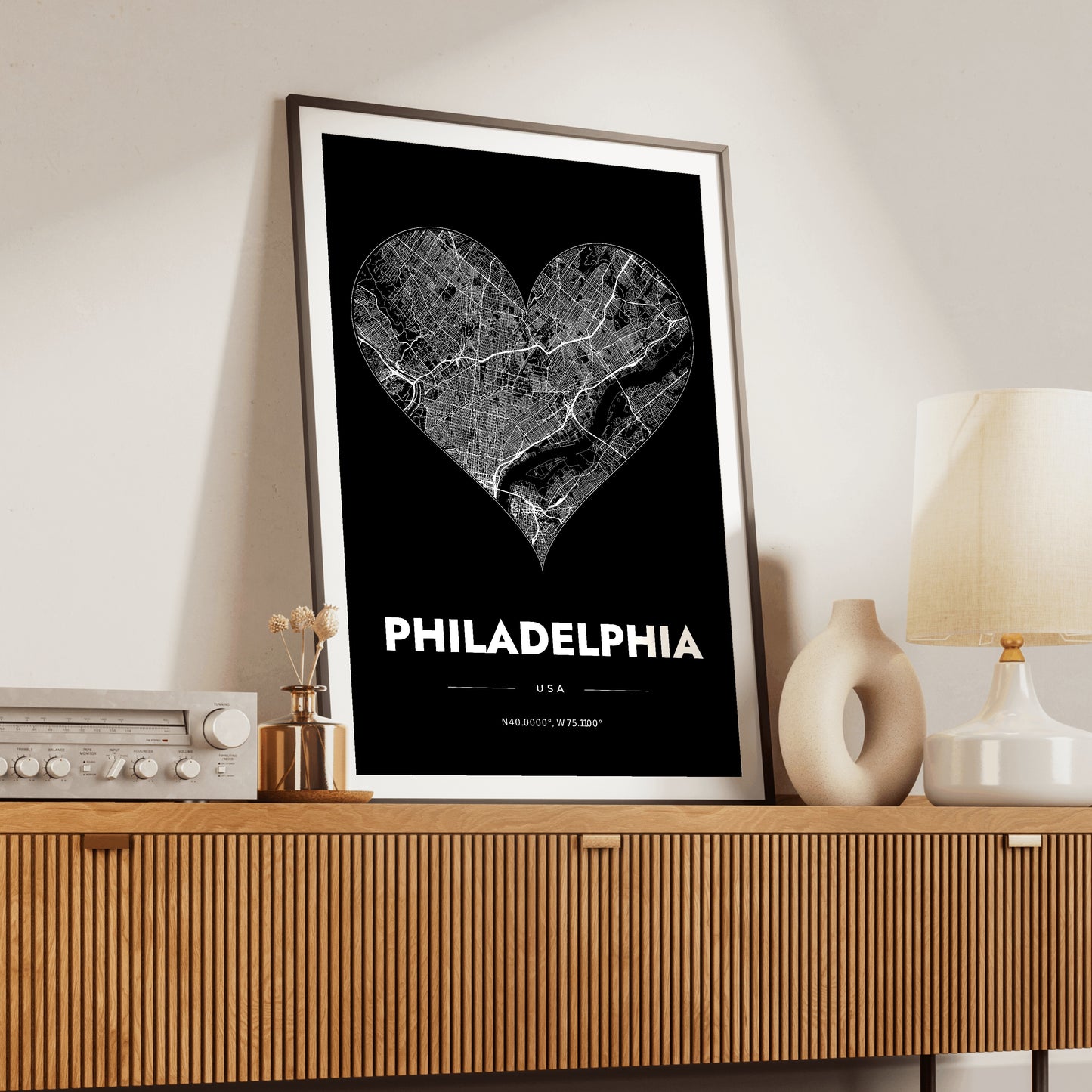 Philadelphia Heart Map Poster