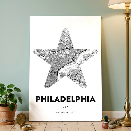 Philadelphia Star Map Poster