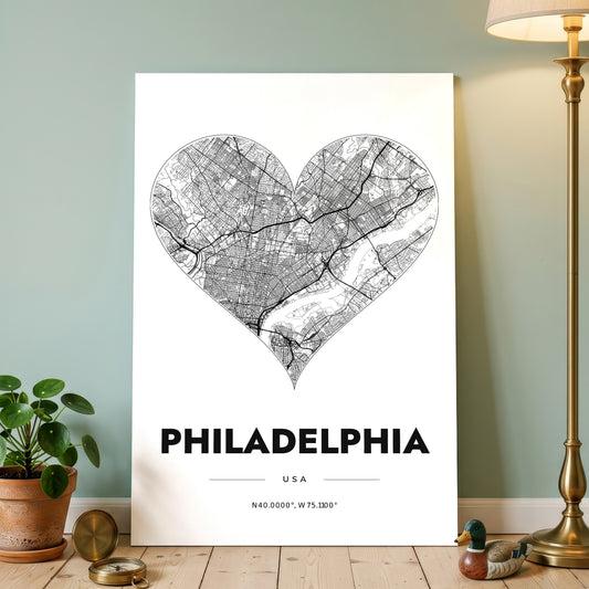 Philadelphia Heart Map Poster