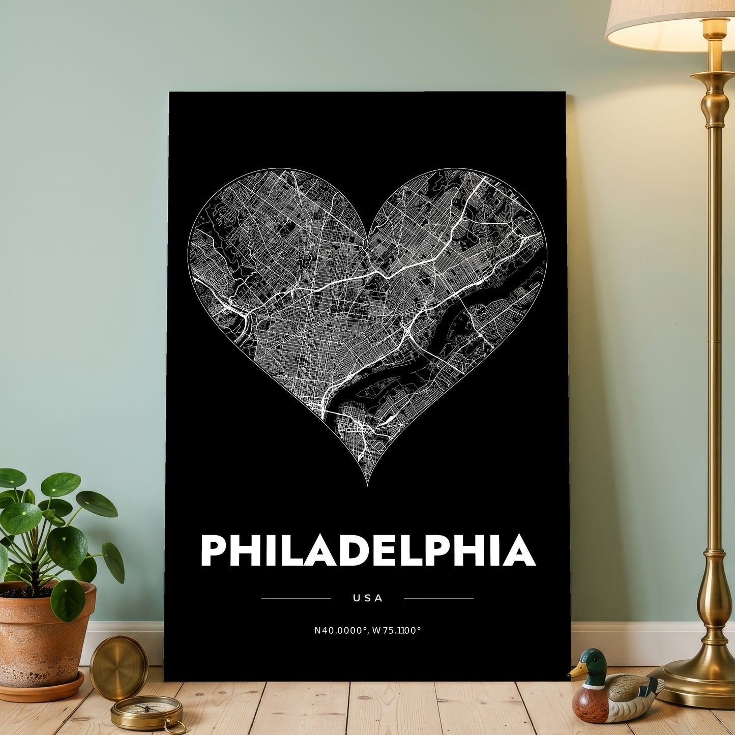 Philadelphia Heart Map Poster
