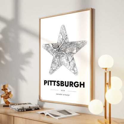 Pittsburgh Star Map Poster