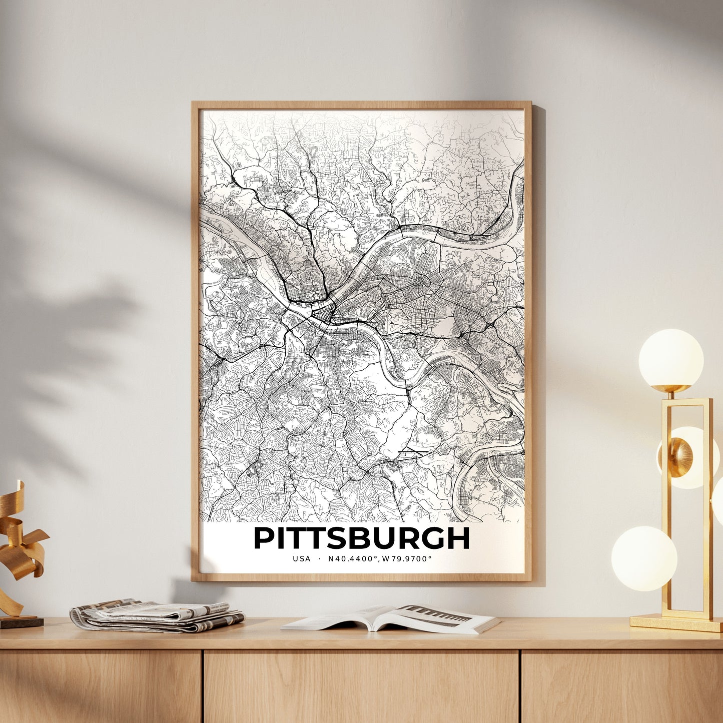 Pittsburgh Elegant Map Poster