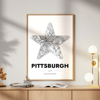 Pittsburgh Star Map Poster