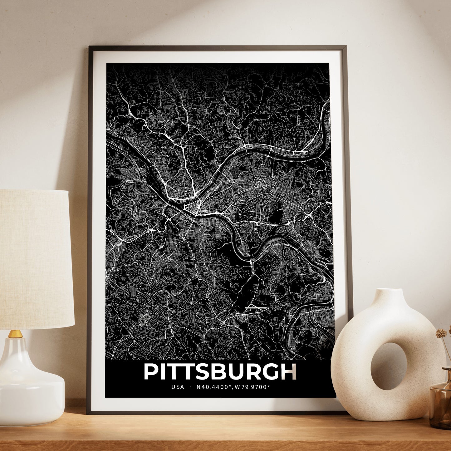 Pittsburgh Elegant Map Poster