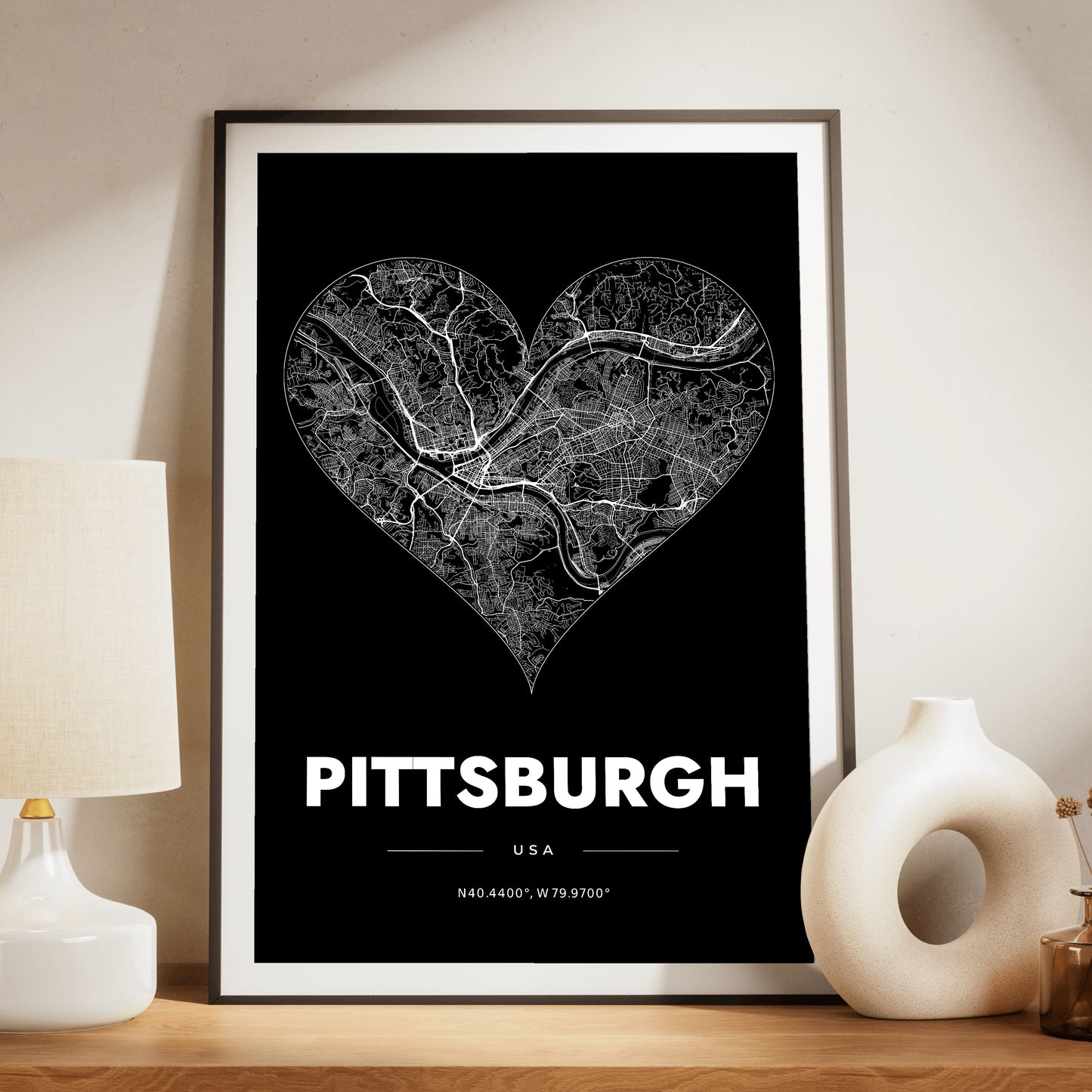 Pittsburgh Heart Map Poster