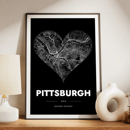 Pittsburgh Heart Map Poster