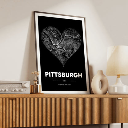 Pittsburgh Heart Map Poster