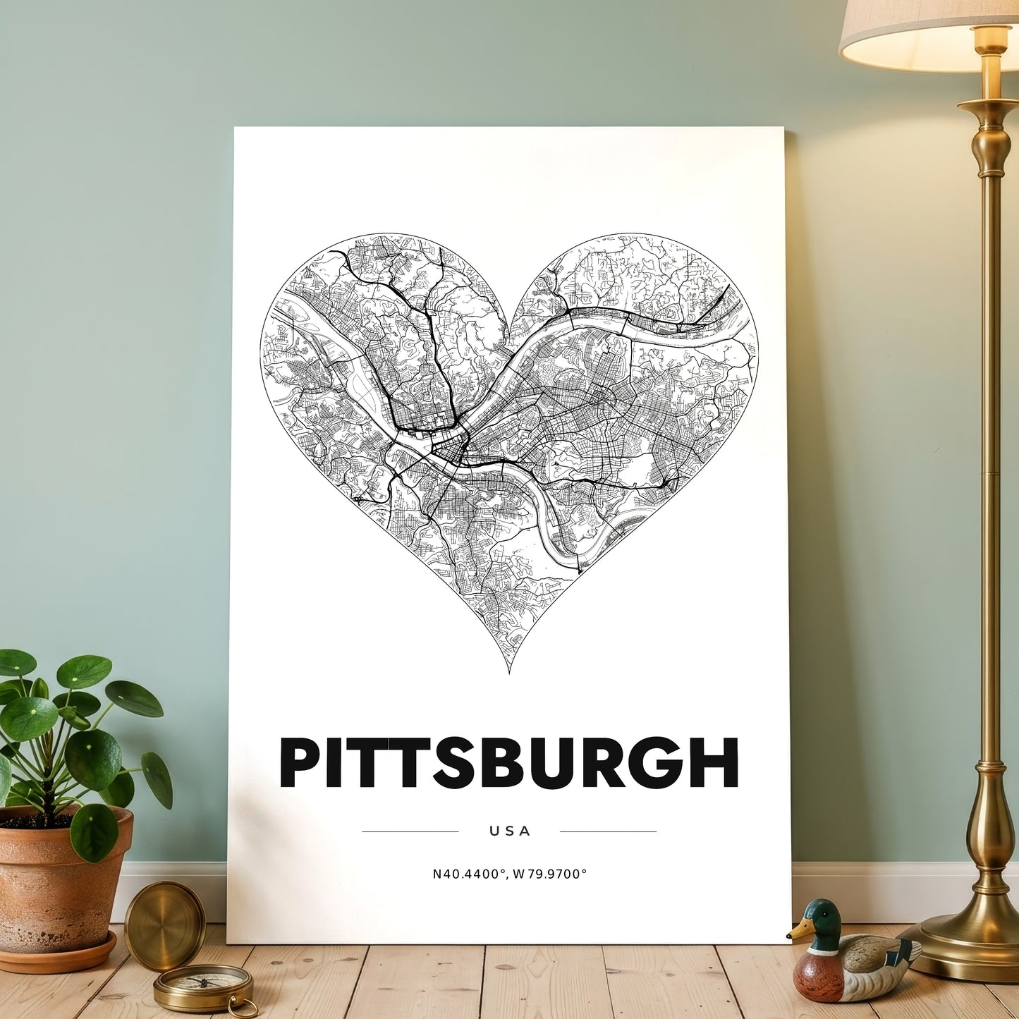Pittsburgh Heart Map Poster