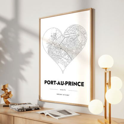 Port-au-Prince Heart Map Poster