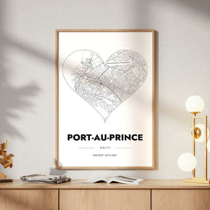 Port-au-Prince Heart Map Poster