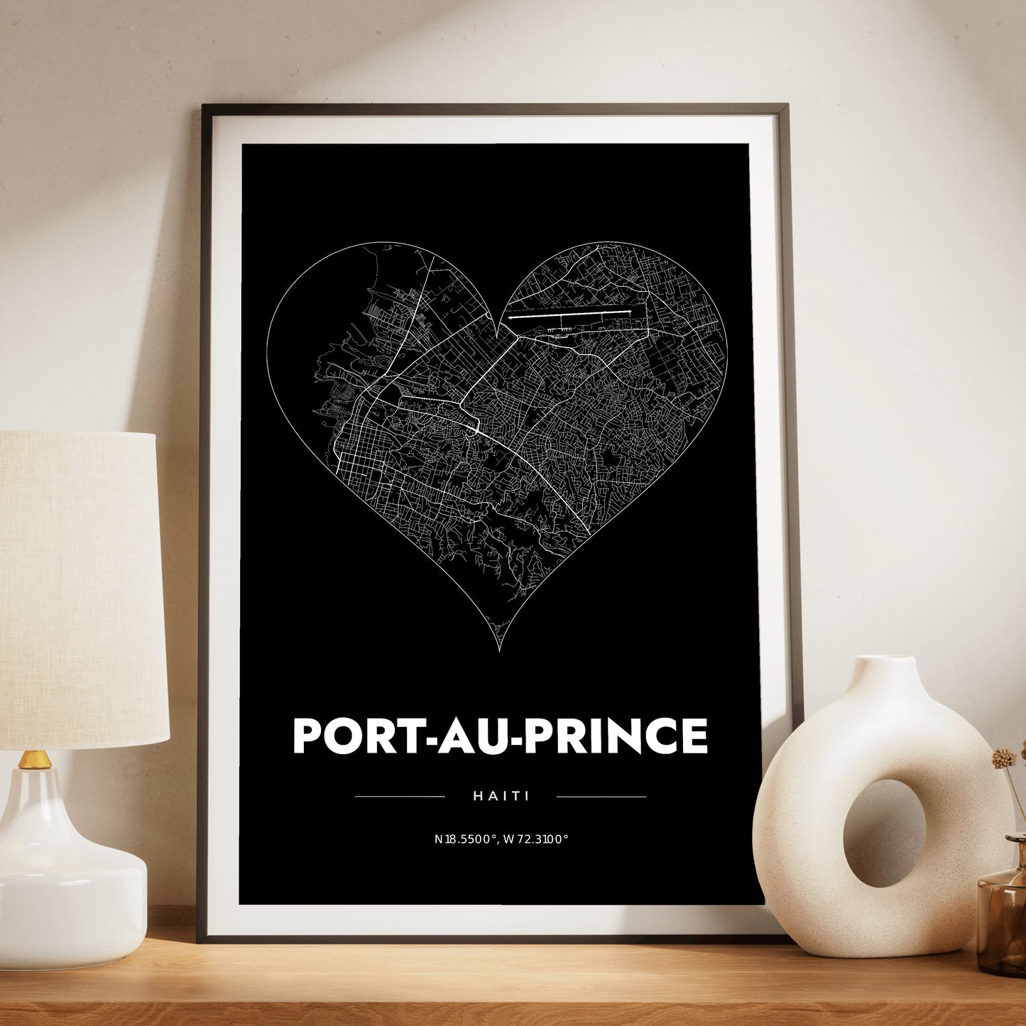 Port-au-Prince Heart Map Poster