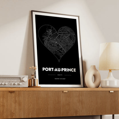 Port-au-Prince Heart Map Poster