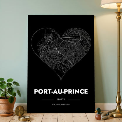 Port-au-Prince Heart Map Poster