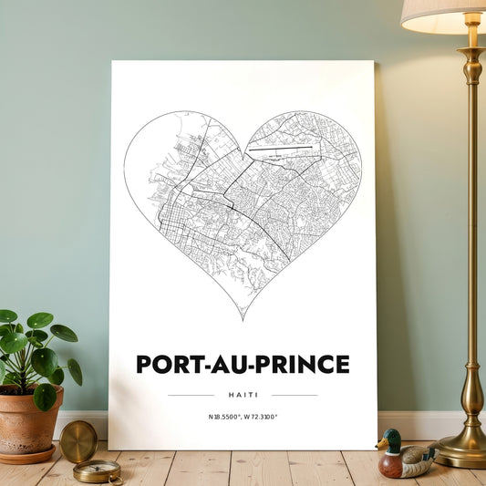 Port-au-Prince Heart Map Poster