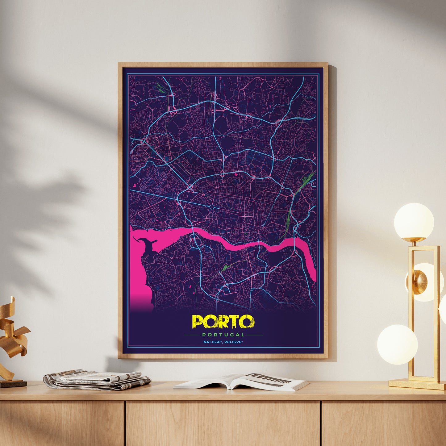 Porto Cyberpunk Map Poster