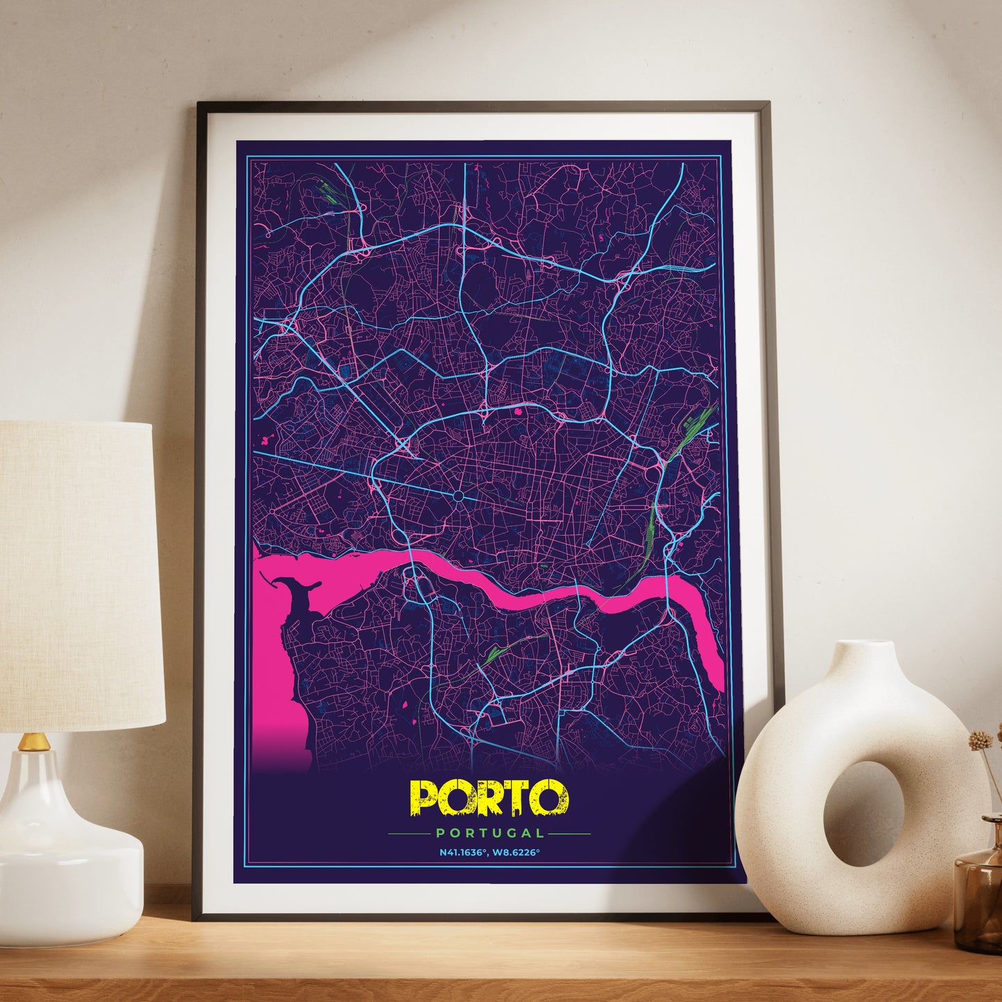 Porto Cyberpunk Map Poster