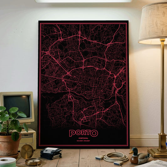 Porto Phosphor Map Poster - System Alert