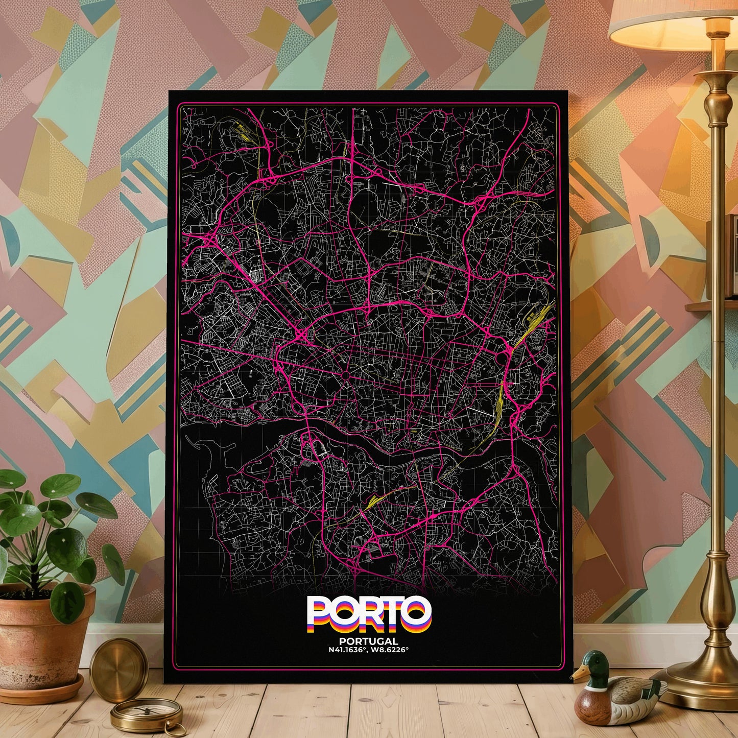 Porto Retro Map Poster