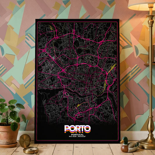 Porto Retro Map Poster