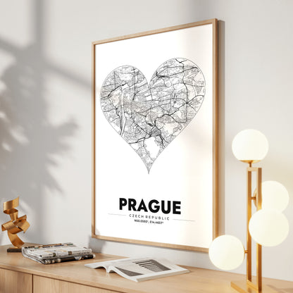 Prague Heart Map Poster