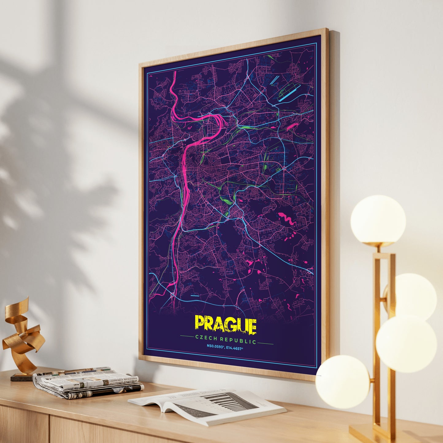 Prague Cyberpunk Map Poster