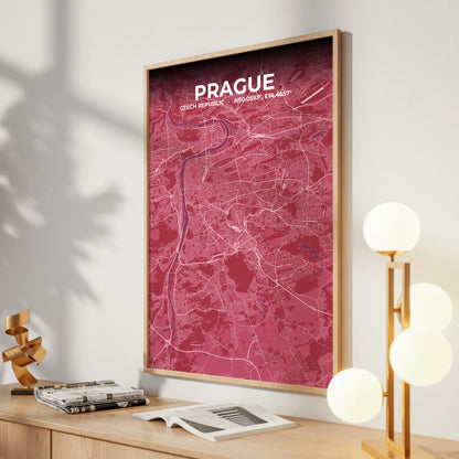 Prague Scarlet Map Poster