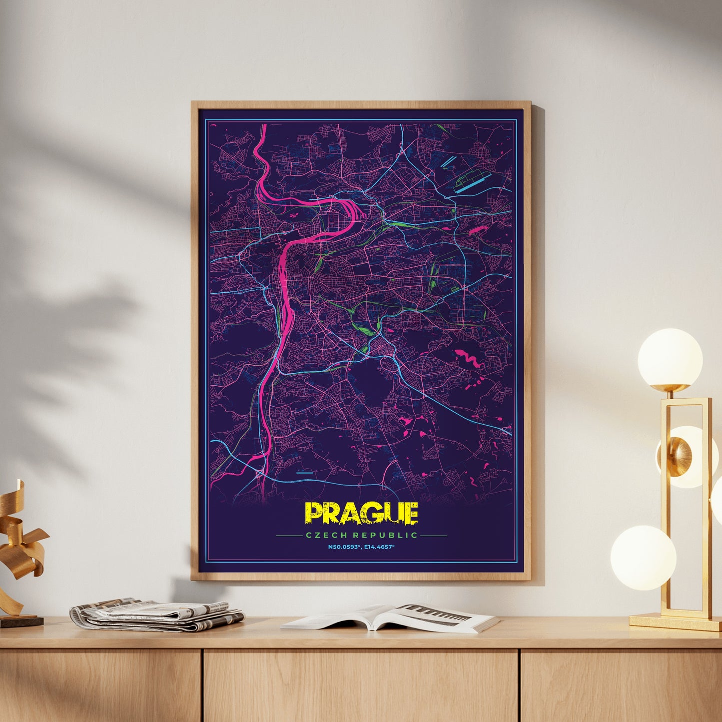 Prague Cyberpunk Map Poster