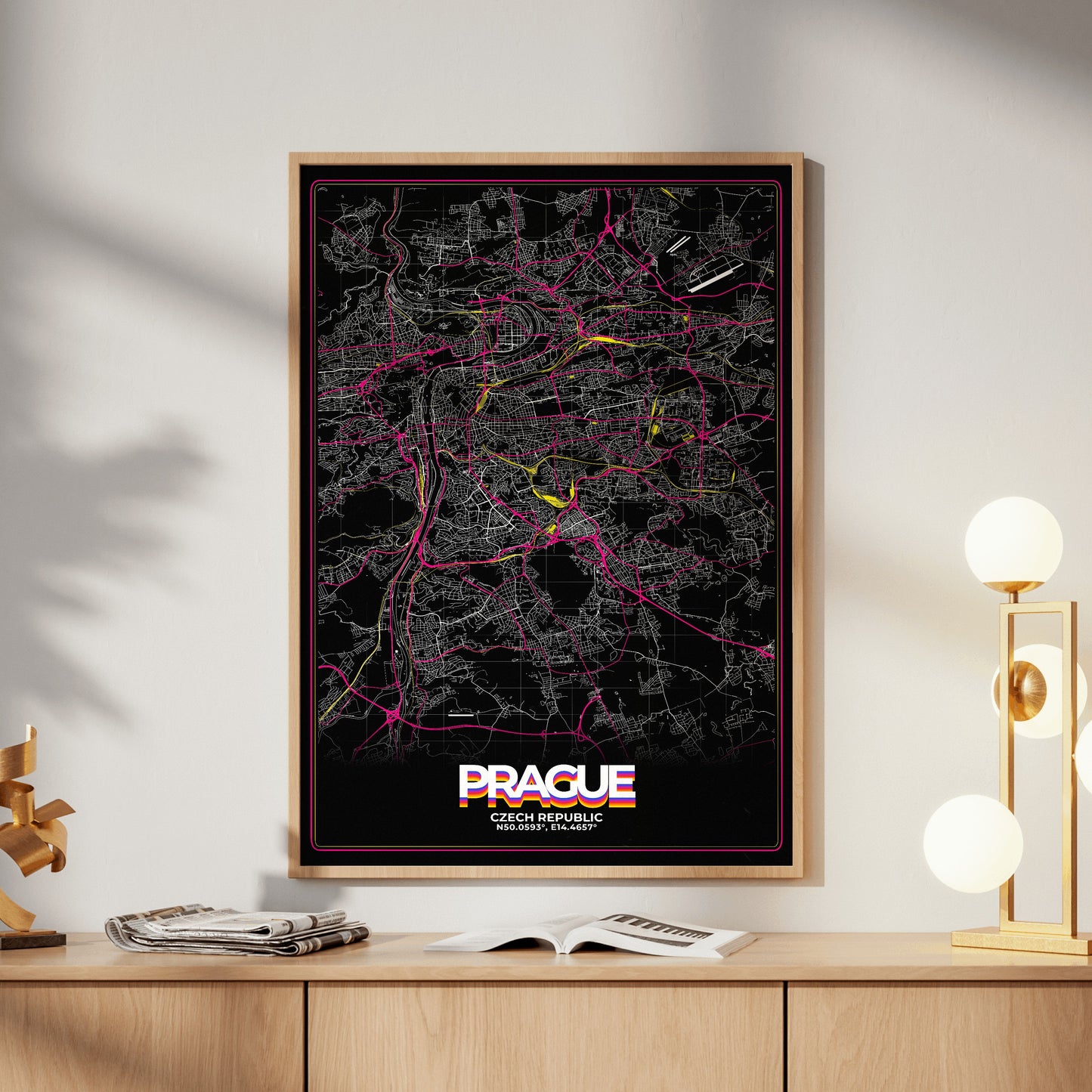 Prague Retro Map Poster