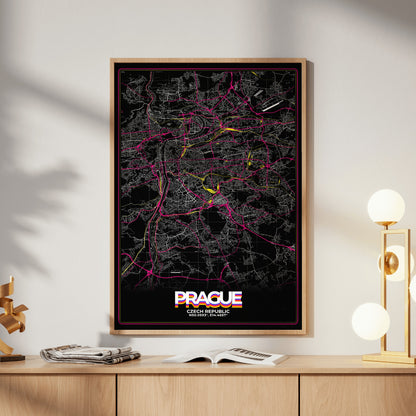 Prague Retro Map Poster